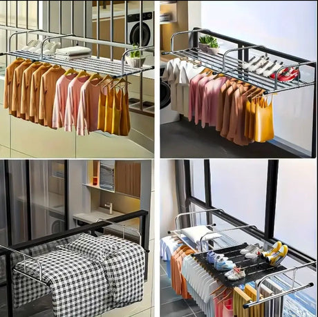 Furaha Finds Multipurpose Expandable Stainless Steel Drying Rack adjustable (60-120cm) space saving,durable, and rust resistant clothes drying rack for indoor and outdoor use.