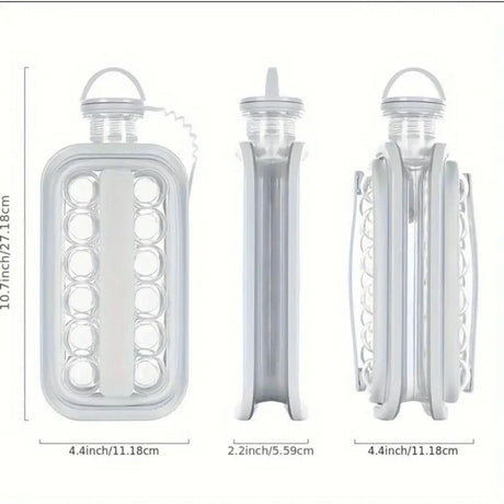 Portable 2in1 Kitchen Pop Ice Ball Maker with Lid Ice Cube Tray & Storage Container, White, 30x12cm- Furaha Finds Kenya