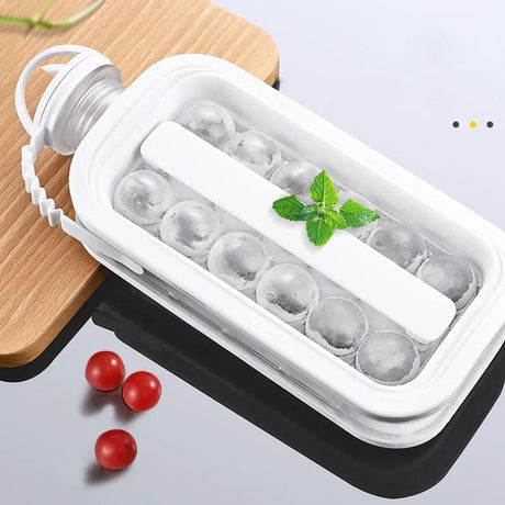Portable 2in1 Kitchen Pop Ice Ball Maker with Lid Ice Cube Tray & Storage Container, White, 30x12cm- Furaha Finds Kenya