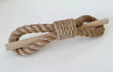 Boho Curtain Tiebacks | 2 Pcs Rustic Cotton Jute Rope with Wood Club | Farmhouse Curtain Holders