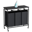 3 Compartment Laundry Basket with Lockable Wheels & Ironing Board