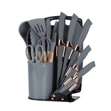 Elegant Kitchenware Set with Stand, Knives & Silicone Spoons- Furaha Finds Kenya