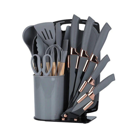 Elegant Kitchenware Set with Stand, Knives & Silicone Spoons- Furaha Finds Kenya