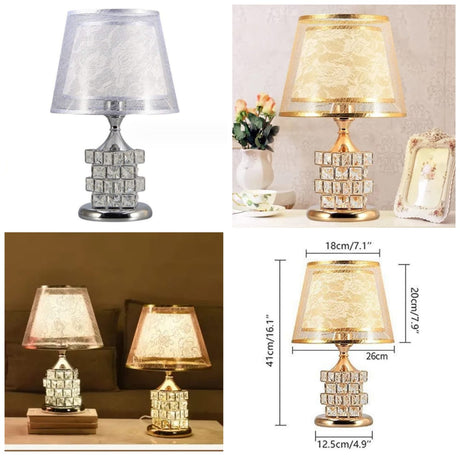 European Crystal Table Lamp – Gold & Silver – 26cm x 40cm