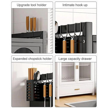 Minimalist Kitchen Countertop Dish Rack with Drawers | Dustproof and Multifunctional