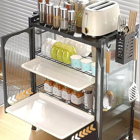 Minimalist Kitchen Countertop Dish Rack with Drawers | Dustproof and Multifunctional