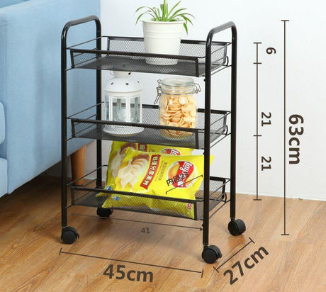 3 Layer Multifunctional Mesh Design Storage Trolley | Durable & Versatile