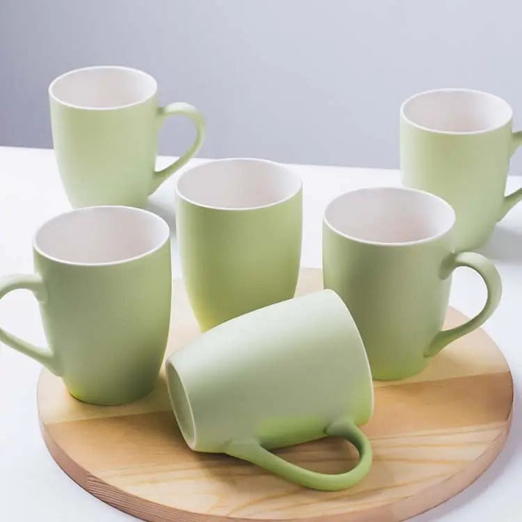 6pcs Colorful Macaron Ceramic Cups Drum Shaped Mugs, 330ml- Furaha Finds Kenya
