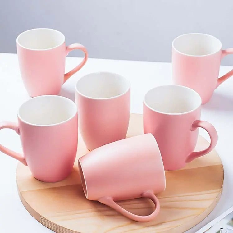 6pcs Colorful Macaron Ceramic Cups Drum Shaped Mugs, 330ml- Furaha Finds Kenya
