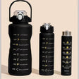 3 in 1 Motivational Water Bottle Set High Capacity Hydration Bottles Drinkware Water Bottles