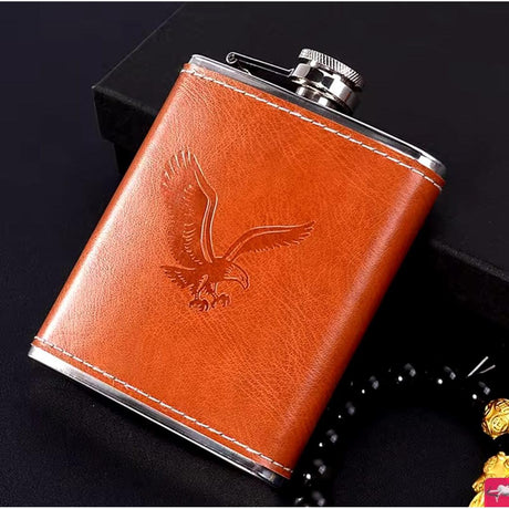 Leather Cover Whiskey Flask with Two Tot Glasses- Furaha Finds Kenya
