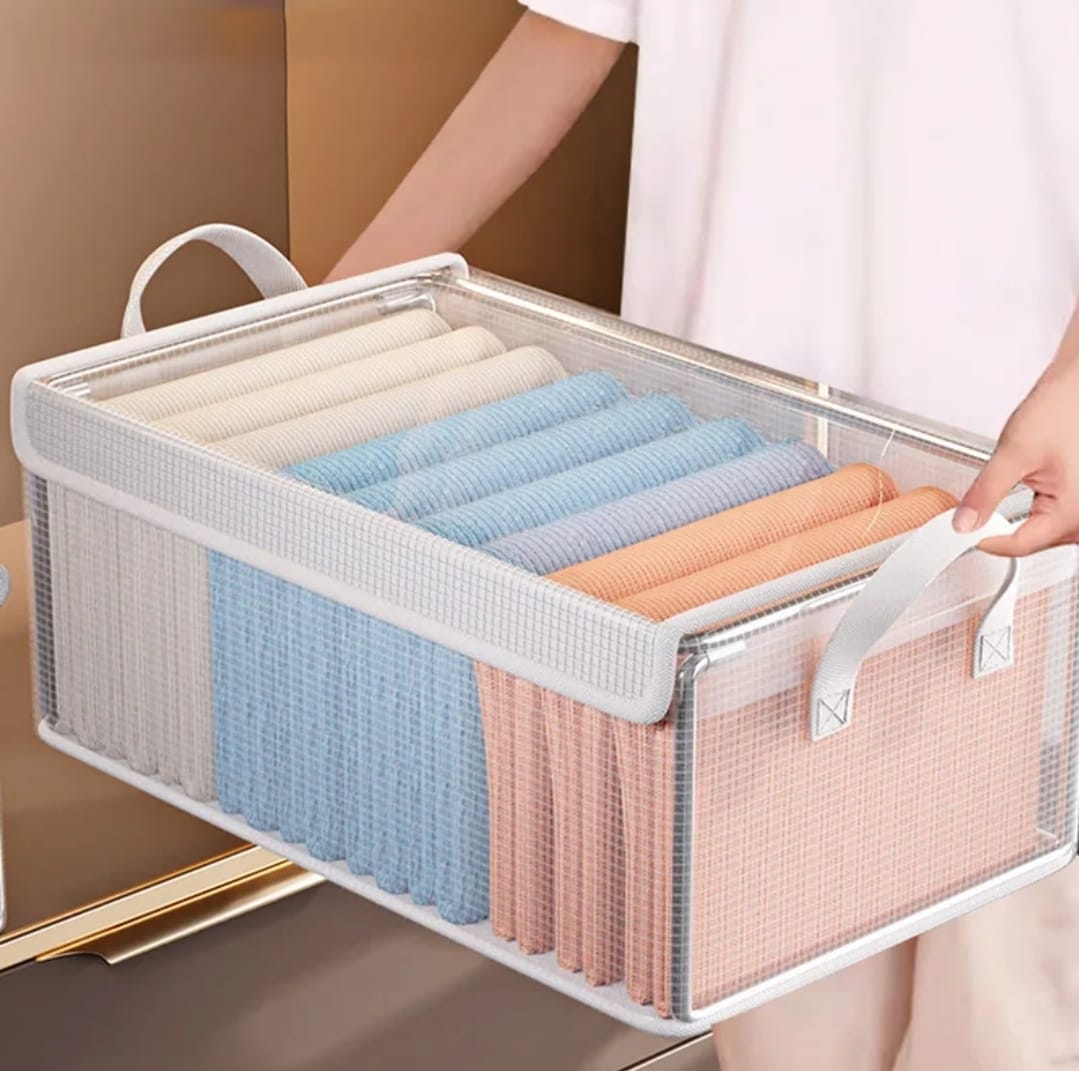 Furaha Finds Thick Transparent Fabric Closet Organizer  47cm x 28cm x 20cm space-saving storage solution for clothes and accessories.
