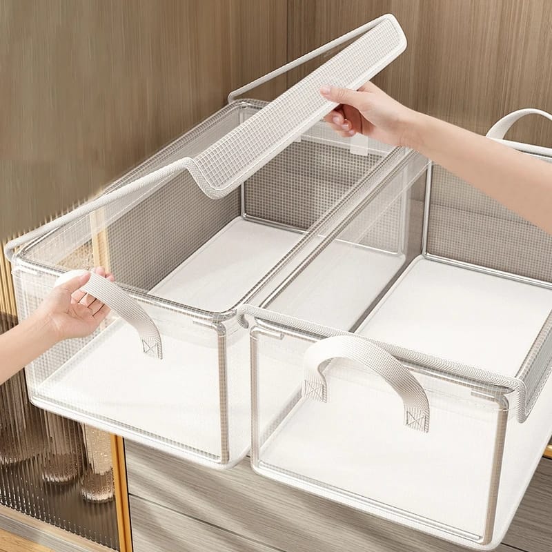 Furaha Finds Thick Transparent Fabric Closet Organizer  47cm x 28cm x 20cm space-saving storage solution for clothes and accessories.