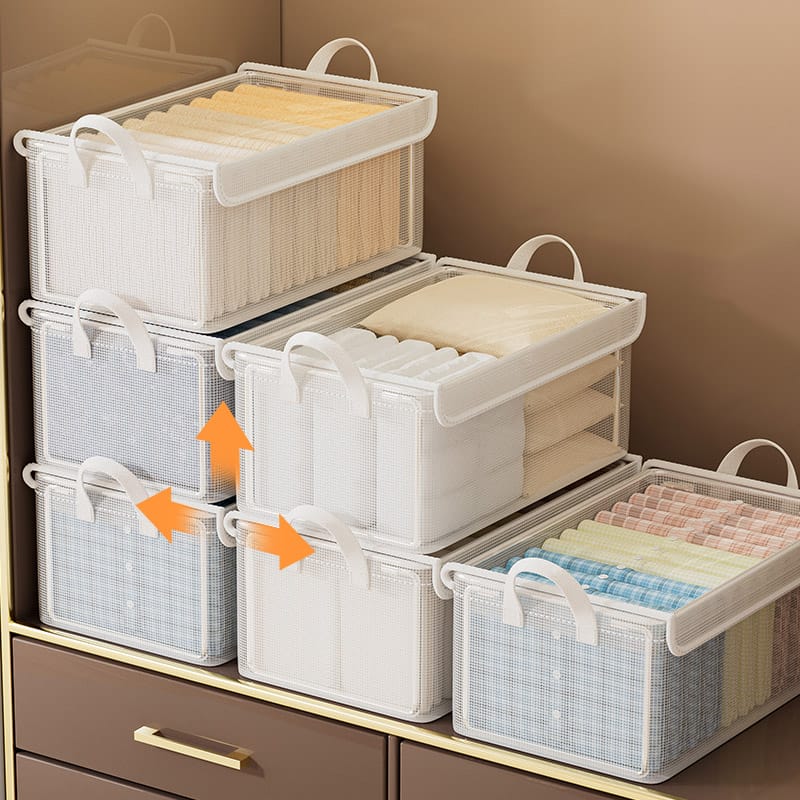 Furaha Finds Thick Transparent Fabric Closet Organizer  47cm x 28cm x 20cm space-saving storage solution for clothes and accessories.