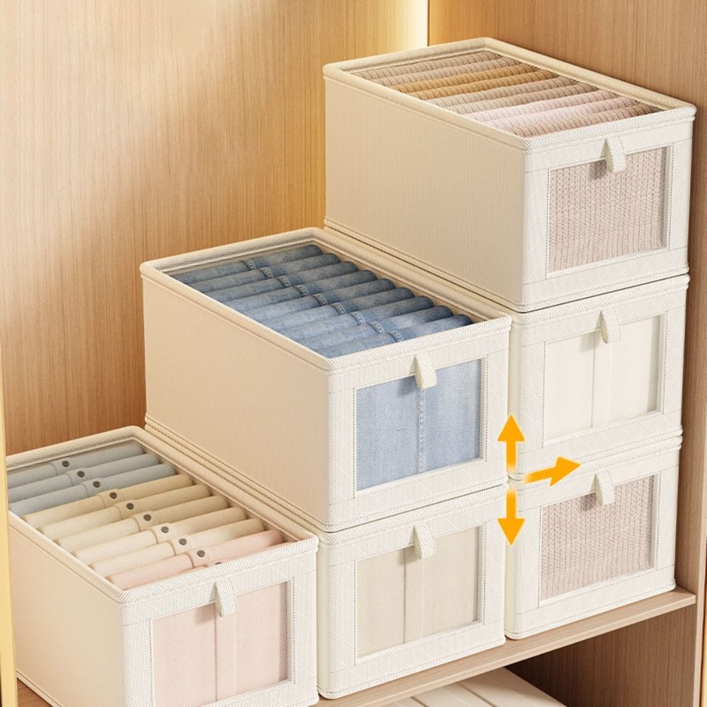 Furaha Finds Wardrobe Foldable Clothes Organizer with Cover  40cm x 25cm x 20cm compact closet storage box for clothing and accessories.
