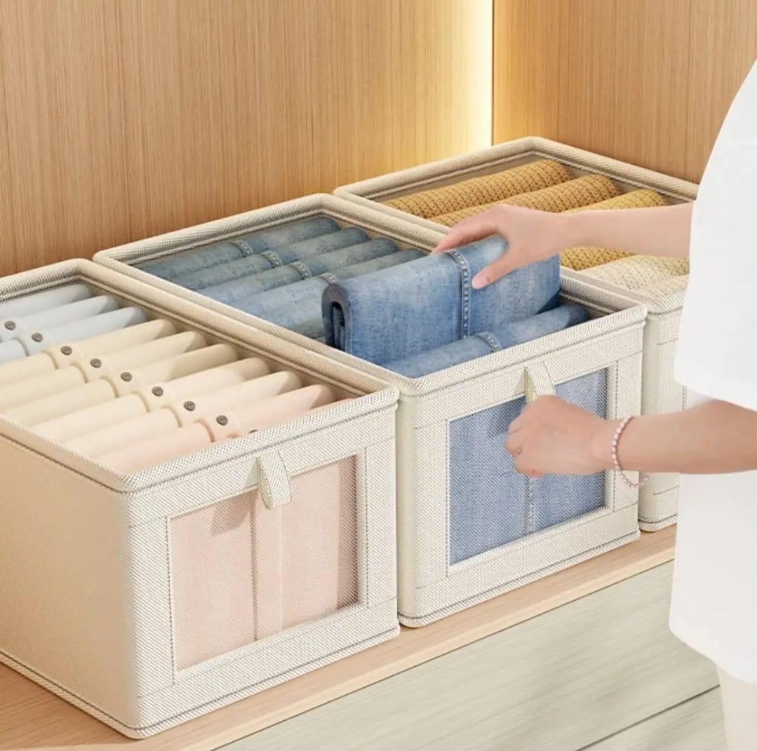 Furaha Finds Wardrobe Foldable Clothes Organizer with Cover  40cm x 25cm x 20cm compact closet storage box for clothing and accessories.