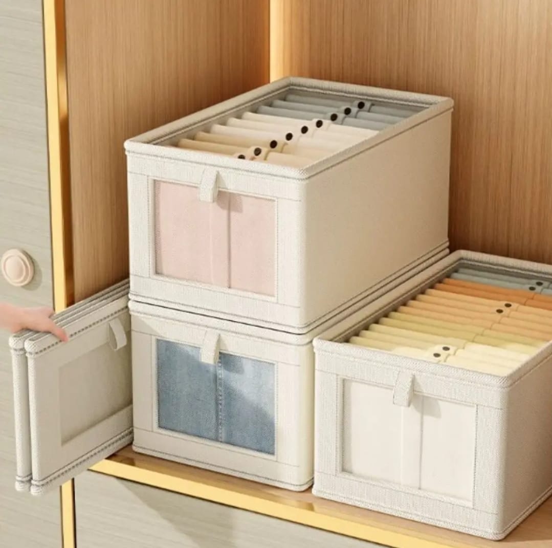 Furaha Finds Wardrobe Foldable Clothes Organizer with Cover  40cm x 25cm x 20cm compact closet storage box for clothing and accessories.