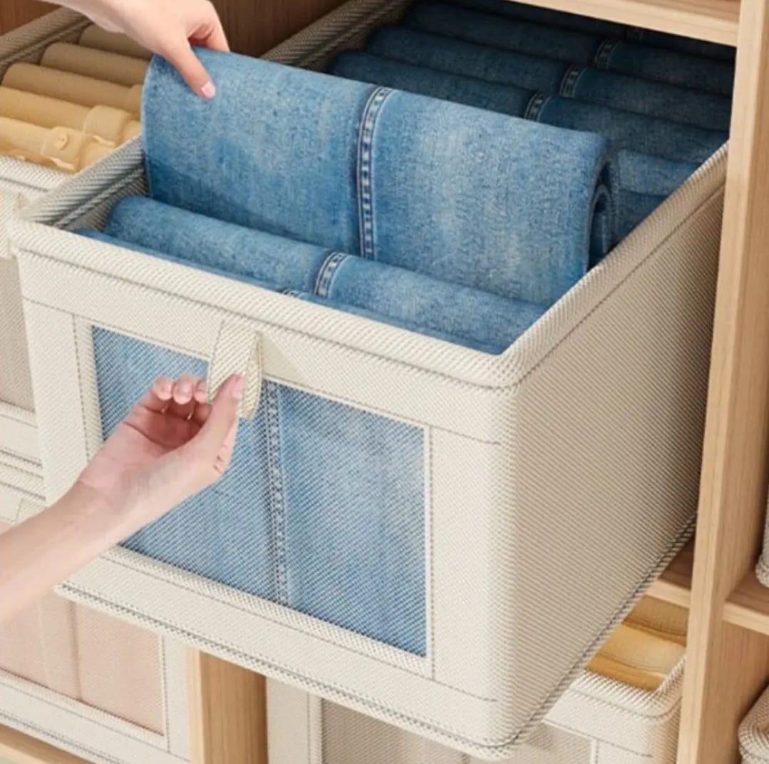 Furaha Finds Wardrobe Foldable Clothes Organizer with Cover  40cm x 25cm x 20cm compact closet storage box for clothing and accessories.