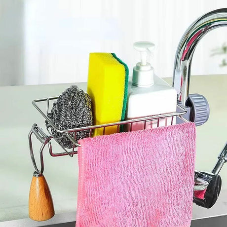 Stainless Steel Faucet Rack & Sink Tidy with Towel Holder- Furaha Finds Kenya