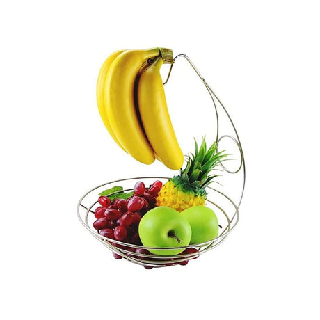 Stainless Steel Banana Rack - 40cm Height, Silver Finish Size: 40cm height, 28cm base diameter- Furaha Finds Kenya
