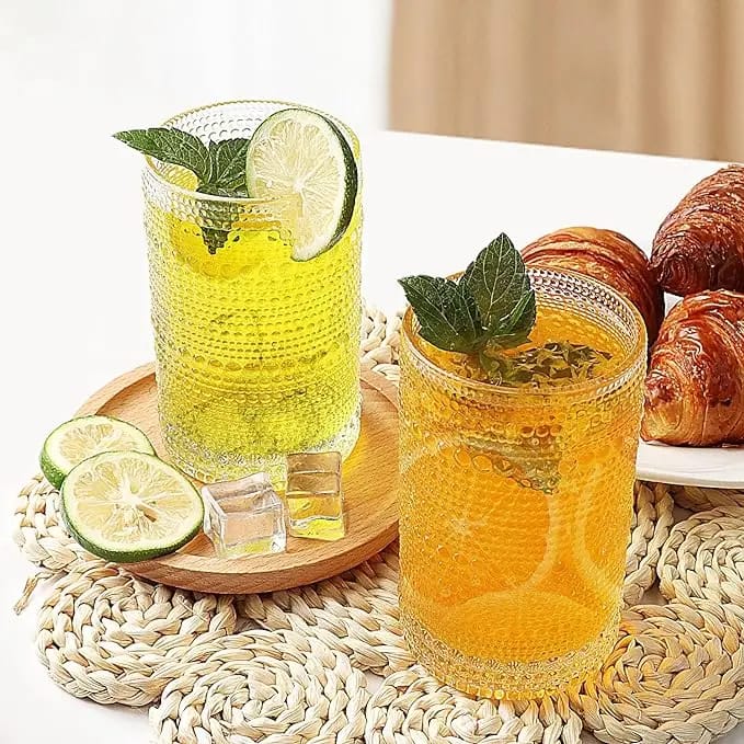 6 Piece Embossed Water/Juice Glass Set- Furaha Finds Kenya
