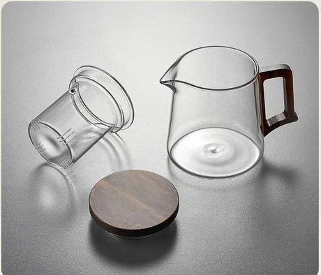 High Borosilicate Teapot with Walnut Handle Elegant Heat Resistant Glass Teapot.- Furaha Finds Kenya