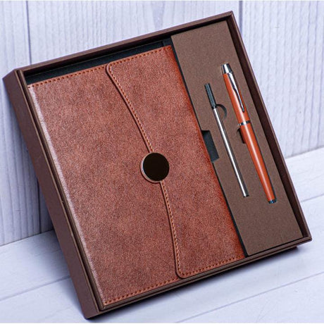 Executive Notebook Gift Set | LeatherBound Notebook & Refillable Pen- Furaha Finds Kenya