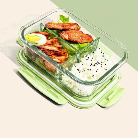 3 Grid Microwave Safe Large Capacity 1400ml Borosilicate Glass Lunch Box- Furaha Finds Kenya