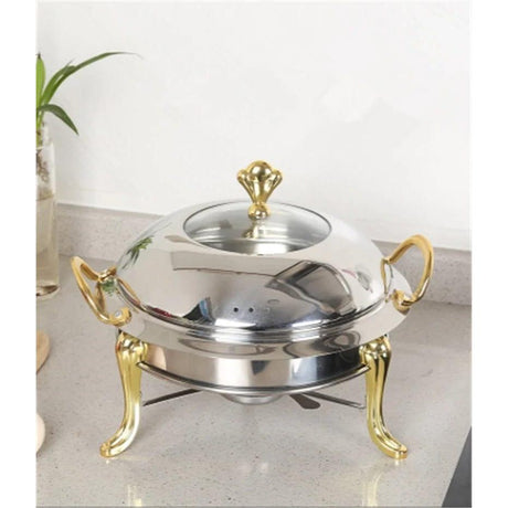 Buffet Round Food Warmer Chafing Dish Elegant Stainless Steel Catering Server