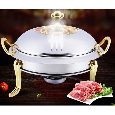 Buffet Round Food Warmer Chafing Dish Elegant Stainless Steel Catering Server