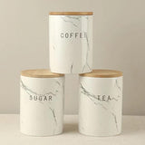 3pcs Airtight Ceramic Canisters Set with Bamboo Lid