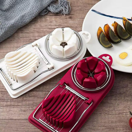 High Quality Plastic 2in1 Egg Slicer with Stainless Steel Cutting Wedges