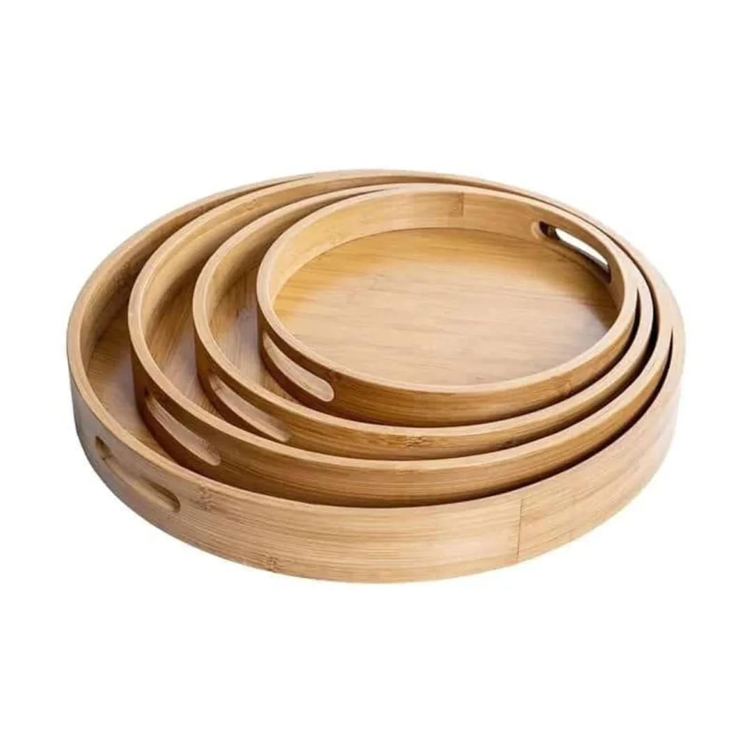 Furaha Finds Multifunctional 4in1 Bamboo Tray Set Big size eco-friendly kitchen organizer, serving tray, and chopping board.