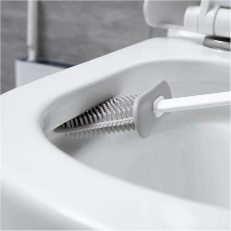 3 in 1 Toilet Brush Set Silicone TPR Soft Head Wall Mounted & Floor Stand
