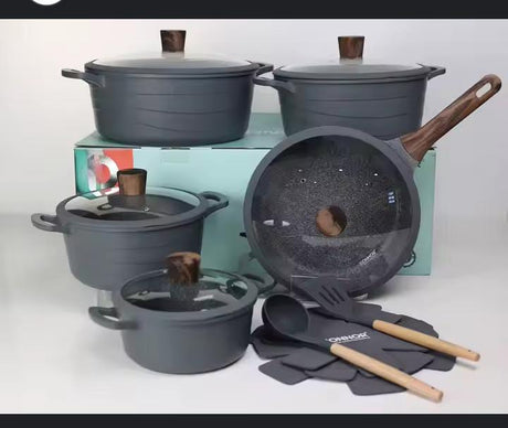 Donnor 15pcs Wave Granite Nonstick Cookware Set 6 Layer Coating- Furaha Finds Kenya