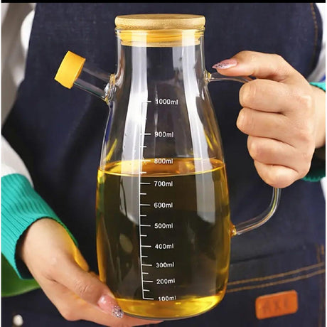 1000ml Glass Oil Bottle with Bamboo Lid