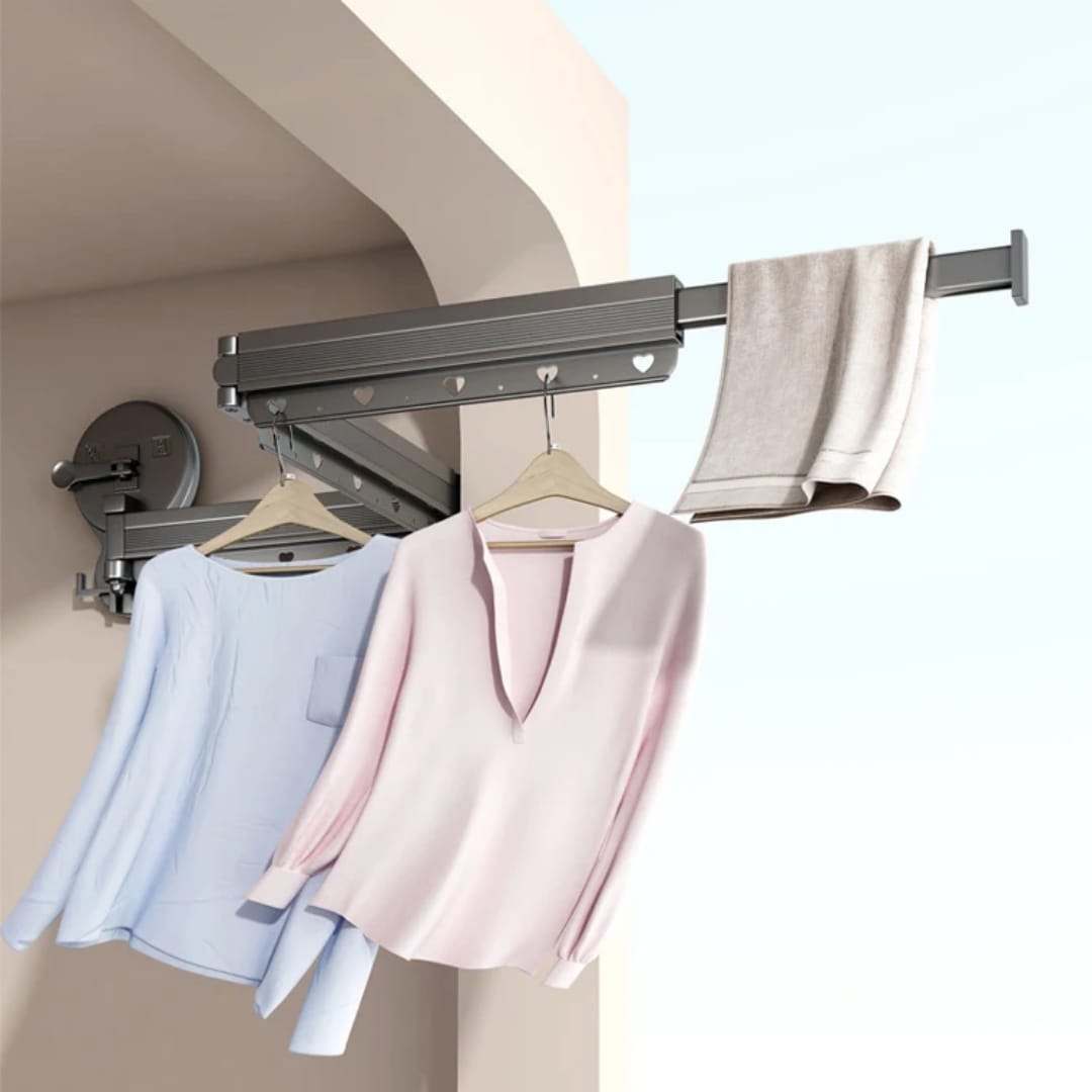 Furaha Finds Retractable Clothes Drying Rack No punching wall mounted suction cup drying rack,space saving, durable, and adjustable for small laundry areas.
