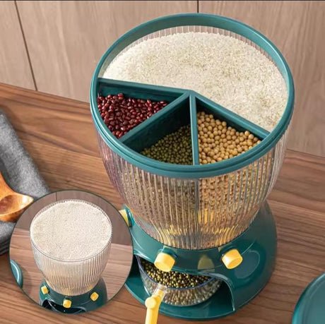 Rotating Cereal Dispenser 12kg Capacity with Six Partitioned Sections- Furaha Finds Kenya