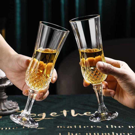 High Quality Crystal Glass Crystal Champagne Glasses Set of 6- Furaha Finds Kenya