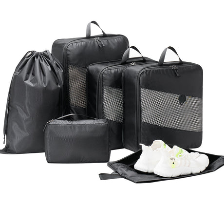 Furaha Finds 6pcs set compression travel bag made from waterproof polyester. Lightweight and space-saving packing cubes for organized and efficient travel