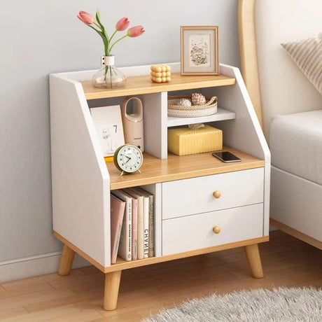Bedside Table with Compartments & Two Drawers