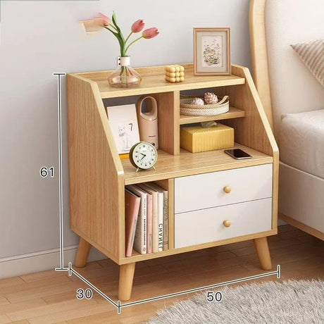 Bedside Table with Compartments & Two Drawers