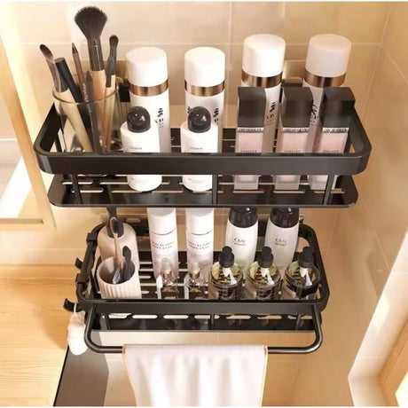 2 Pcs Aluminum Alloy Rectangular Shelf with Towel Holder- Furaha Finds Kenya