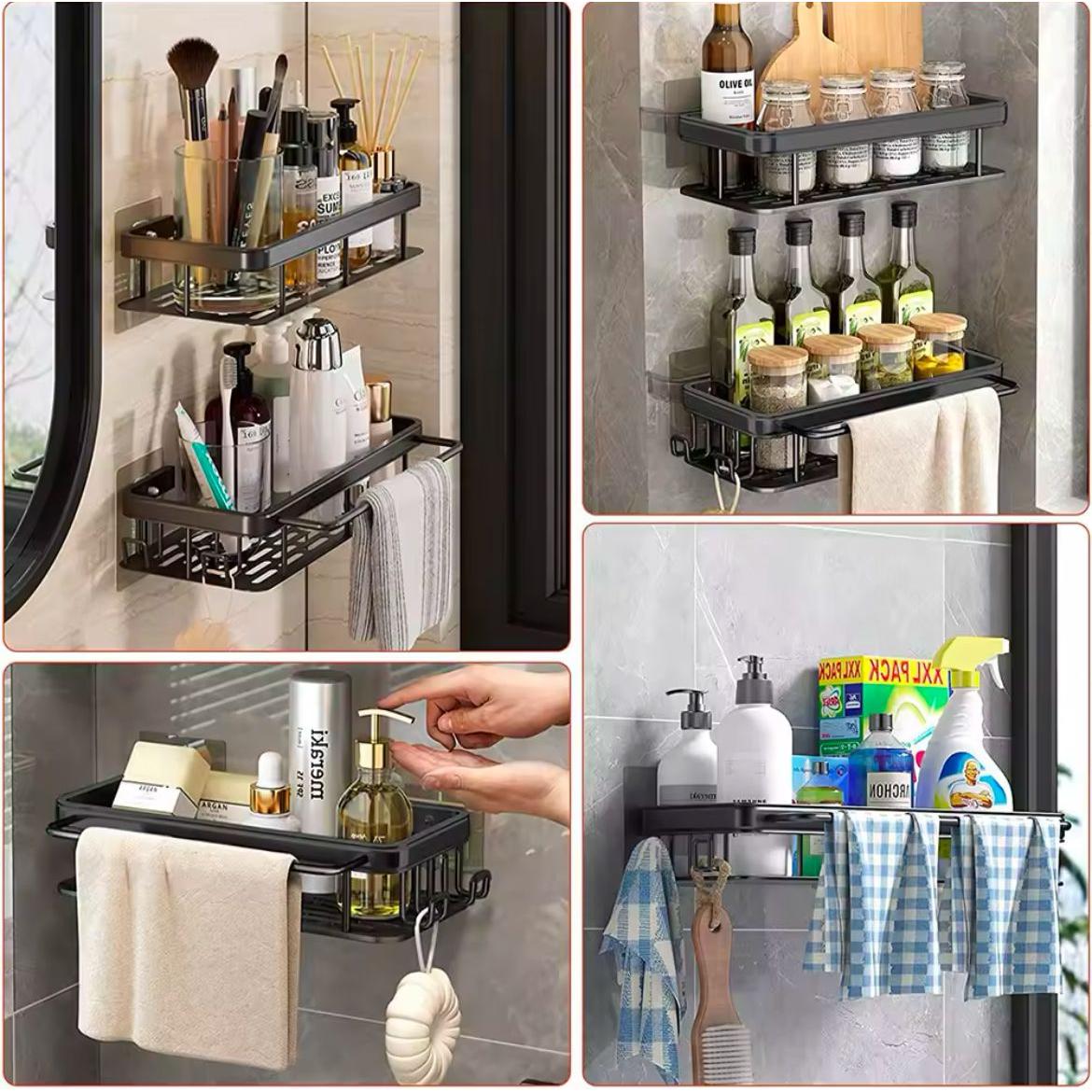 2 Pcs Aluminum Alloy Rectangular Shelf with Towel Holder- Furaha Finds Kenya