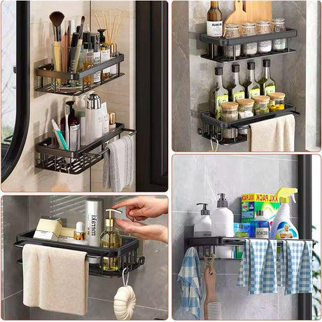 2 Pcs Aluminum Alloy Rectangular Shelf with Towel Holder- Furaha Finds Kenya