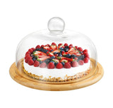 High-Quality Bamboo Base Cake & Fruit Stand with Acrylic Dome Cover 30cm- Furaha Finds Kenya