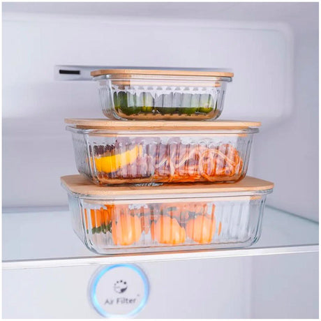 3pcs Heavy-Duty Ribbed Borosilicate Glass Food Storage Containers Durable & Airtight Kitchen Organization- Furaha Finds Kenya