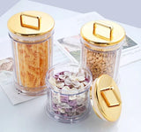 3pcs High Quality Luxury Golden Kitchen Storage Jars Set Acrylic Decorative Canisters