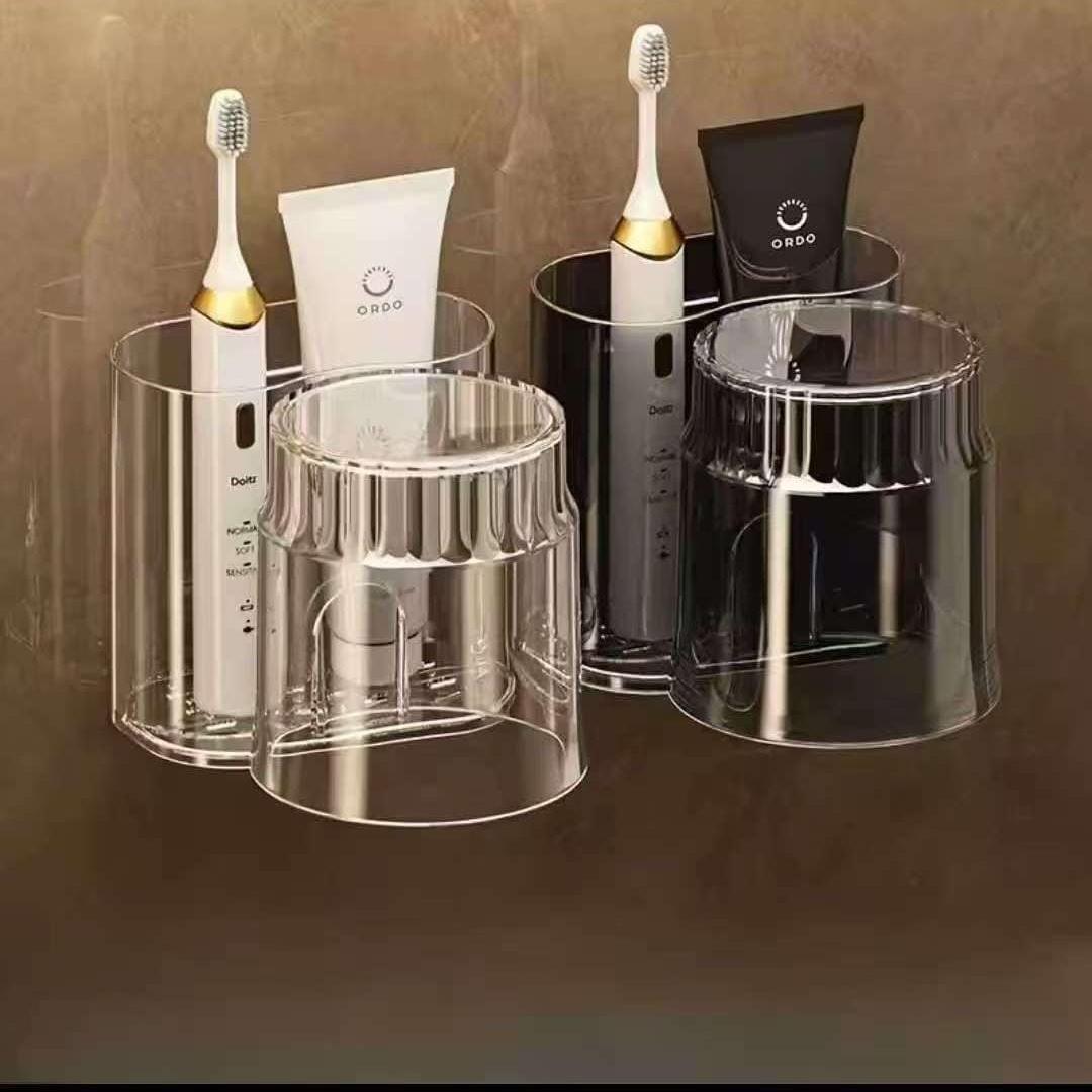 Acrylic Toothbrush Holder with Gargle Cup Bathroom Organizer
