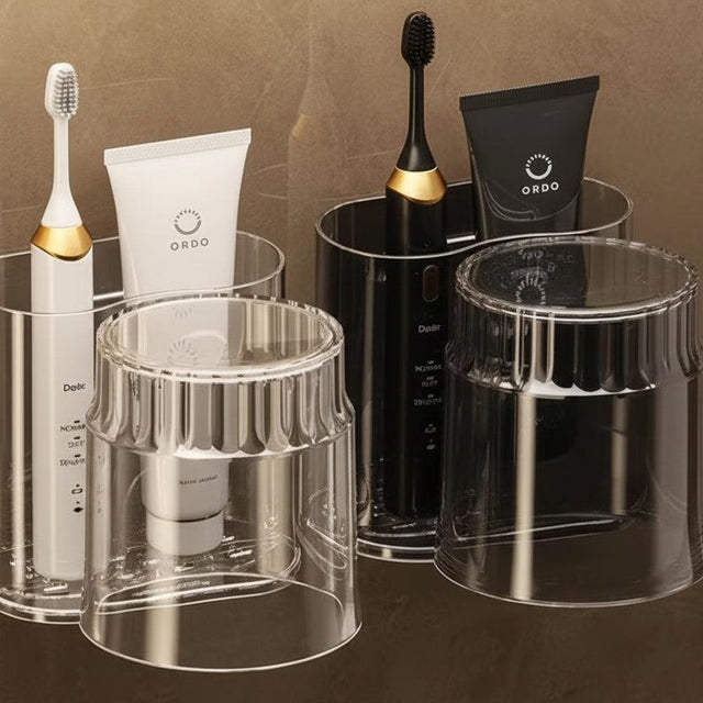 Acrylic Toothbrush Holder with Gargle Cup Bathroom Organizer